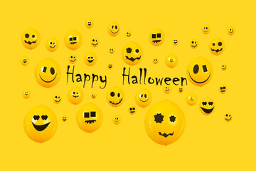 inscription happy halloween over yellow  background