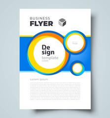 Obraz premium Circles Blue color theme Flyer Brochure cover template