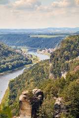 Fototapeta na wymiar View from the Saxon Switzerland viewpoint over the Elbe valley