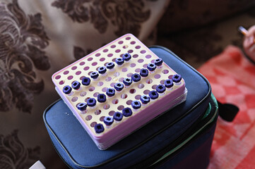 test tubes with blood at home