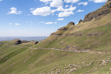 Fototapeta na wymiar Panorama on the Sentinel Peak Hike, Royal Natal National Park, KwaZulu-Natal, South Africa