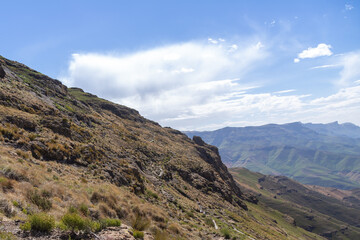 Fototapeta premium Panorama on the Sentinel Peak Hike, Royal Natal National Park, KwaZulu-Natal, South Africa