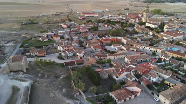 Palencia. Village of Ampudia,Spain. Aerial Drone Footage
