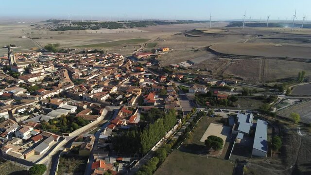 Palencia. Village of Ampudia,Spain. Aerial Drone Footage