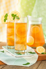 Fresh Glass Ice Lemon Tea with Jug