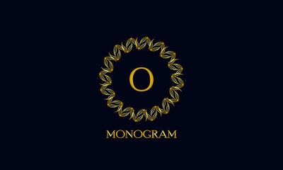 Exquisite round monogram with the letter O. Spectacular calligraphic logo design business sign, restaurant, royalty, boutique, cafe, hotel.