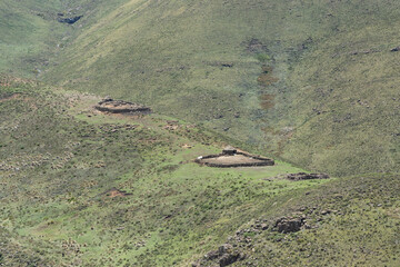 traditional buildings on the northern A25, Leribe District, Kingdom of Lesotho, southern Africa