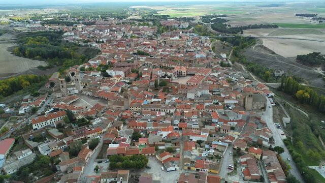 Avila. Historical village of Arevalo, Spain. Aerial Drone  Footage