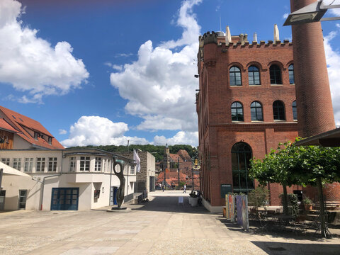 Former brewery of Sudhaus beside the Kunsthalle Wuerth art gallery museum in Schw&auml;bisch Hall, Germany