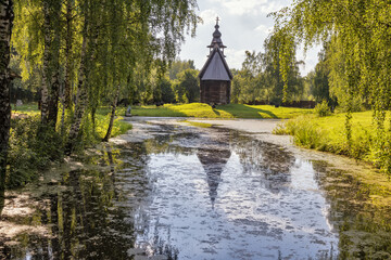 Obraz premium The Museum of wooden architecture. Dmitrievskaya Church (Spaso-fominskaya), 17th century. Golden ring of Russia. Kostroma, Russia