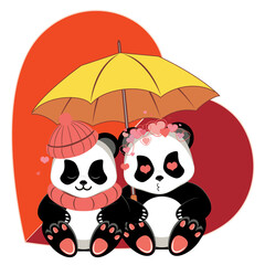 Cartoon panda with heart
