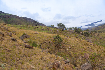 Driving down Sani Pass from Lesotho to South Africa,