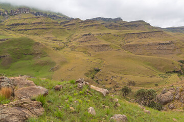 Driving down Sani Pass from Lesotho to South Africa,