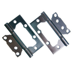 Door hinges on white background isolation, top view