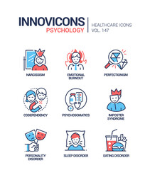 Psychology concept - line design style icons set