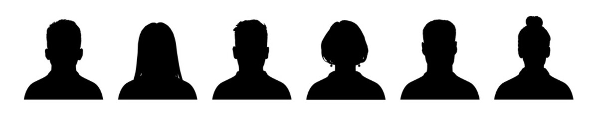 Male and female head silhouettes avatar