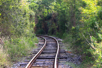 Obraz premium train track of the Central Atlantic railway in the city of Conceição do Coite, Bahia, Brazil.