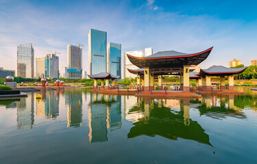 Urban Environment of Qiandeng Lake Park, Foshan City, Guangdong Province, China