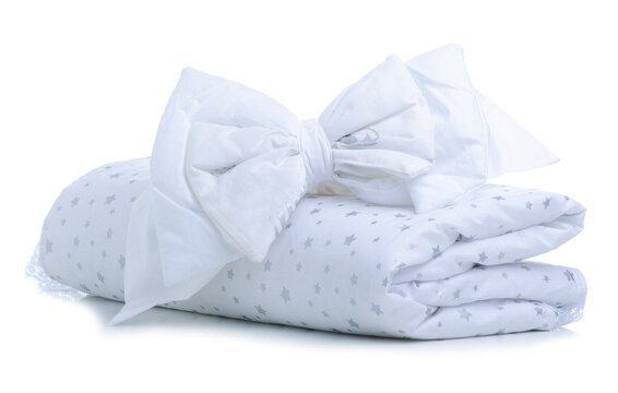 Folded White Baby Blanket On White Background Isolation