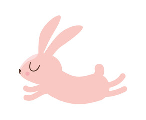 Cute pink rabbit cartoon jumping design, Animal zoo life nature and character theme Vector illustration