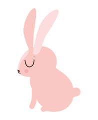 Cute pink rabbit cartoon design, Animal zoo life nature and character theme Vector illustration