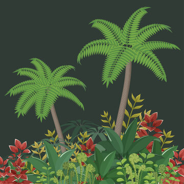 恐竜時代の植物の背景イラスト_先史時代_太古