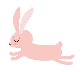 Cute pink rabbit cartoon jumping design, Animal zoo life nature and character theme Vector illustration