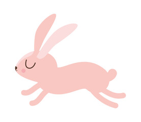 Cute pink rabbit cartoon jumping design, Animal zoo life nature and character theme Vector illustration