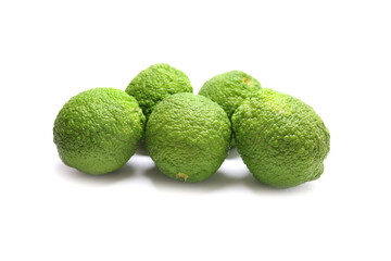 Many Green Citrus Medica Fruit Isolated With White Background