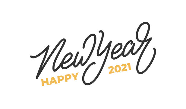 New Year 2021 label. Lettering calligraphy for New Year celebration