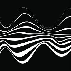 White waved vector lines. Curved stripes pattern. Abstract monochrome background. Modern shape. Design element for prints, web pages, template and textile pattern