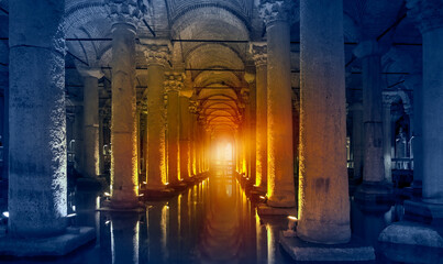 Yerebatan Saray - Basilica Cistern in Istanbul, Turkey. Yerebatan Saray is one of favorite tourist...