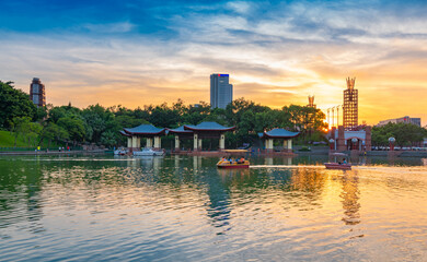 Naklejka premium Qiandeng Lake Park, Foshan City, Guangdong Province, China