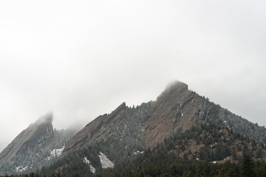 mountains in the fog