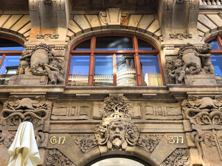 Iconic example of an art nouveau building facade