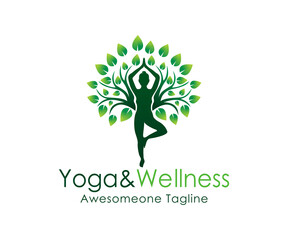 Yoga Logo Design, Wellness Logo, Vector, Template