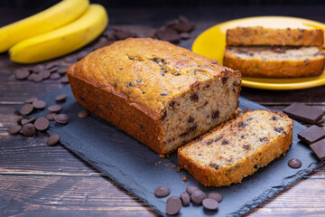 Homemade banana bread with chocolate chips