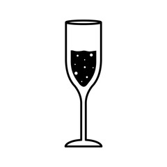champagne glass cup silhouette style icon design, Alcohol drink bar and beverage theme Vector illustration
