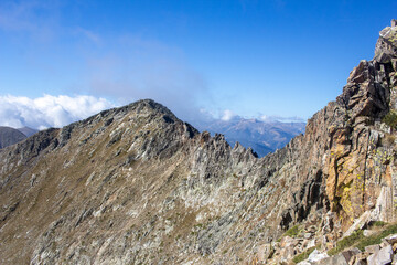 Fototapeta na wymiar View of ridge of Quazemi de Dalt towards the summit of Canigou