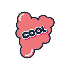 slang bubble concept, red cloud with cool word, flat style