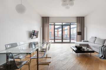 Elegant living room with window doors