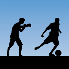 group of athletic people practicing sports silhouettes