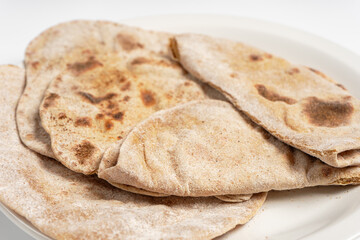 Whole-wheat flour tortillas with bran close-up