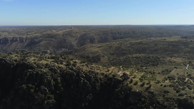 Landscape in mountains of Salamanca,Spain. Aerial Drone Footage
