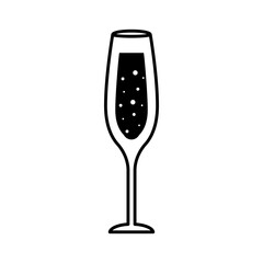 champagne glass cup silhouette style icon design, Alcohol drink bar and beverage theme Vector illustration