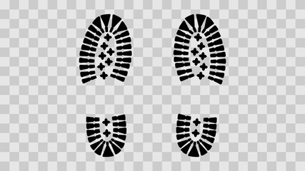 Two boot prints, on a transparent background. Vector Illustration.