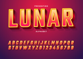 Trendy gradient style custom font typeface. Modern 3d text for logo, title, headline. Fancy and bold typeface