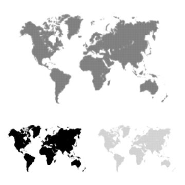 Abstract computer graphic World map by round dots. Vector illustration.