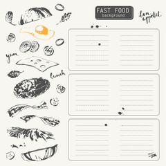 Hand drawn fast food restaurant menu background