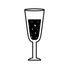 champagne glass cup silhouette style icon design, Alcohol drink bar and beverage theme Vector illustration